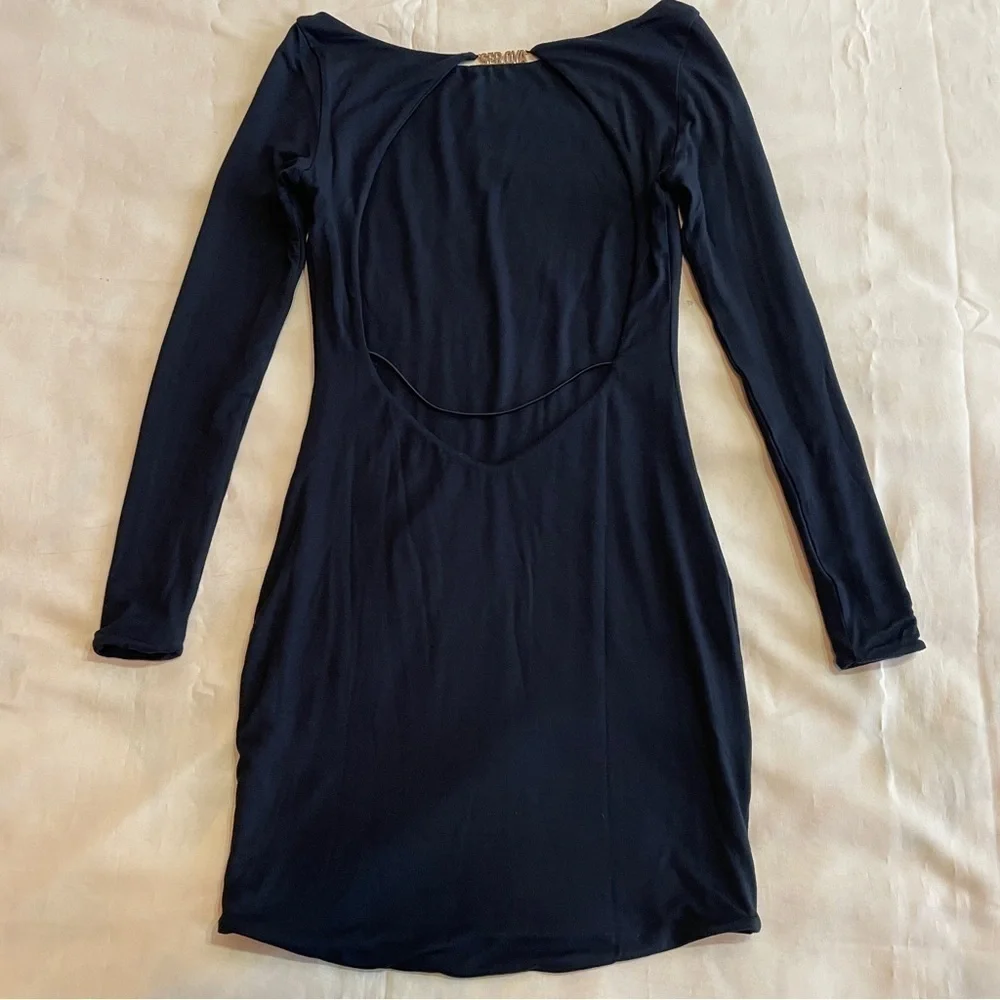 NEW! Ser.O.Ya- Black Backless Long Sleeve Mini Siobhan Dress Size Small